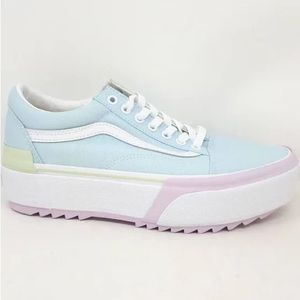 Vans Old Skool Stacked Pastel Multicolor & True White Sz 6 skate platforms